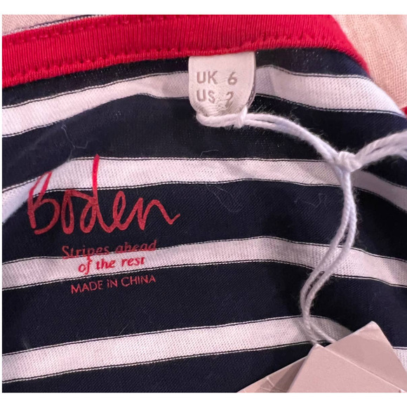 BODEN Christmas Breton Shirt In Glitter Pom Holly (US/2) - Picture 6 of 7